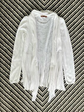 Belldini White Open Front Cardigan Sweater Womens Large Neutral Office Cotton